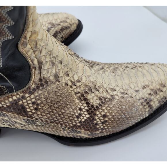 Dan Post Boots Mens Size 11 D Tan Black Western Cowboy Python Snakeskin DP3036 - Picture 10 of 16